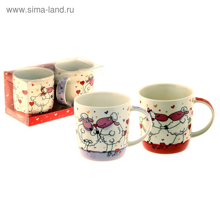 Набор кружек 350 мл "Влюбленные барашки", 2 шт. - Фото 1