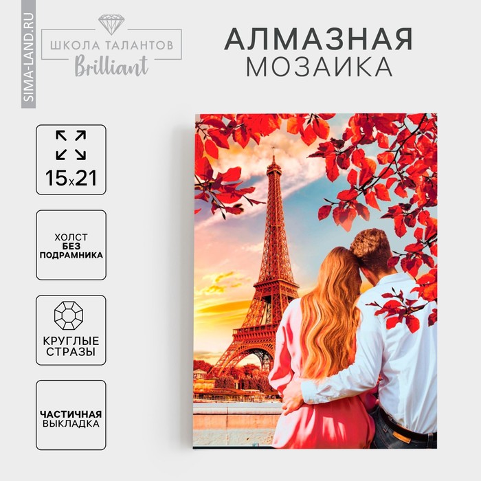 Алмазная мозаика с частичным заполнением «Париж» 15×21 см, холст