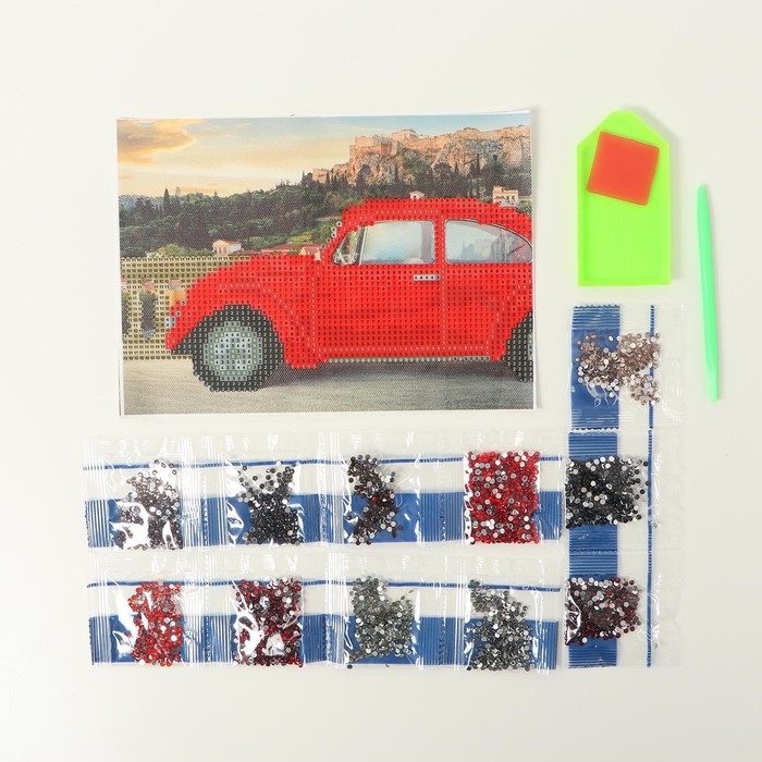 Алмазная мозаика с частичным заполнением «Машина» 15×21 см, холст - фото 1885121194