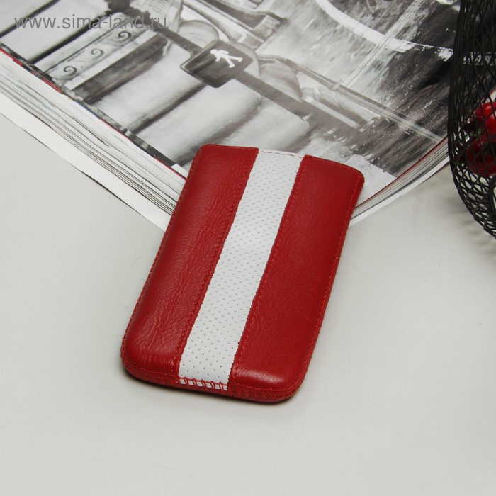 Чехол Time для телефона Apple iPhone 5, с ремешком, цвет красный/белый - Фото 1