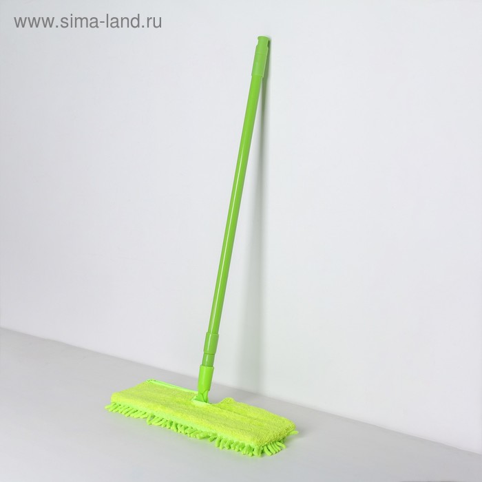 Швабра для мытья пола плоская Доляна, двусторонняя насадка микрофибра букли 40×14 см, телескопическая ручка 65-114 см, цвет МИКС - Фото 1
