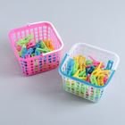 Набор прищепок в корзинке 5,5 см, 24 шт, цвет МИКС - Фото 1
