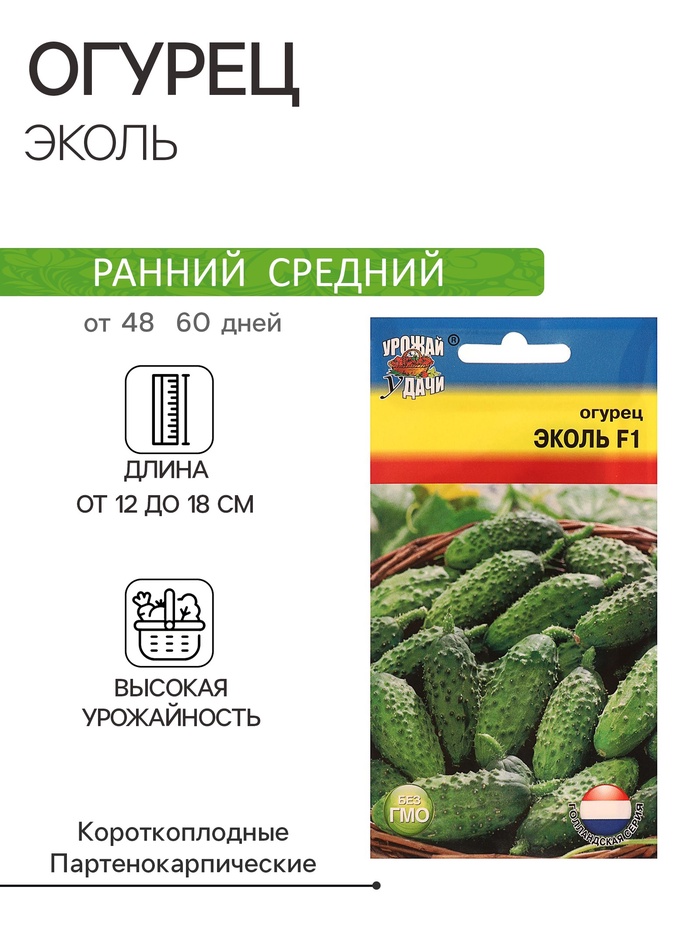 Семена Огурец "Эколь" F1, 0,2 г. - Фото 1