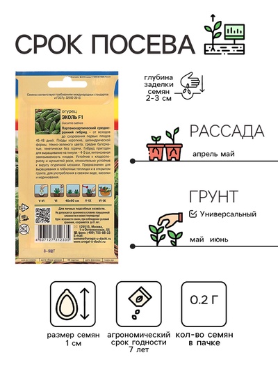 Семена Огурец "Эколь" F1, 0,2 г.
