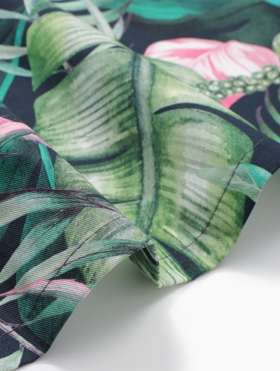 Дорожка на стол Этель Tropical parrots 40×146 см, 100% хлопок, саржа 190 г/м², зелёная/чёрная