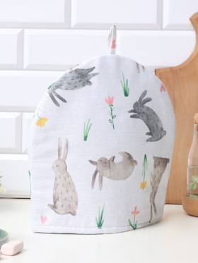 Грелка на чайник Доляна Fluffy bunnies 28×28 см,100% хлопок,164 г/м²