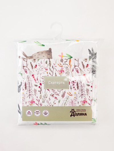 Скатерть пасхальная Доляна Fluffy bunnies, 220×144 см, 100% хлопок, 164 г/м²