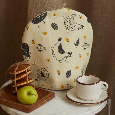 Грелка на чайник "Доляна" Сhicken farm 28х28см,100% хл,164г/м2