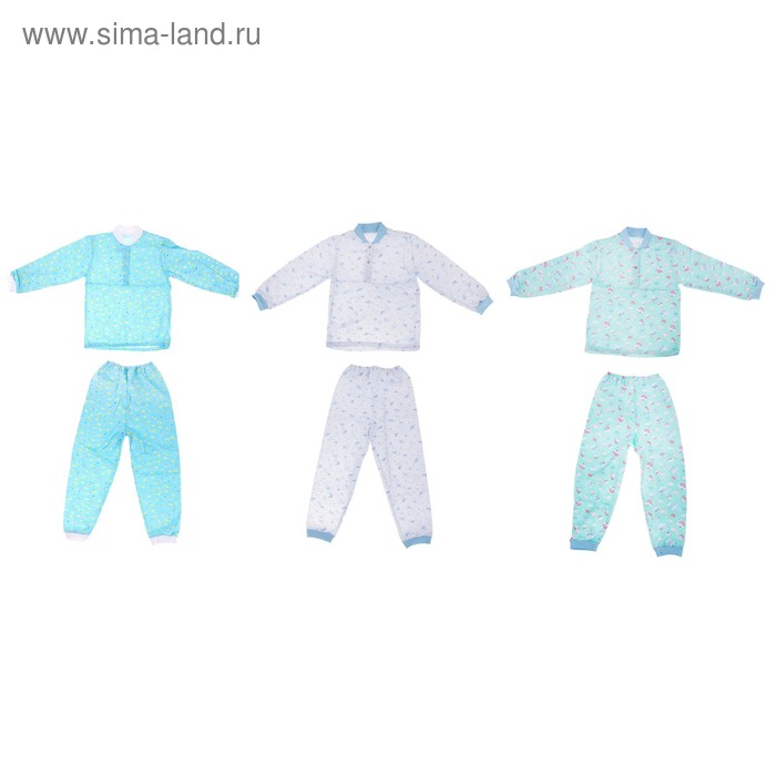 Пижама на кнопках из футера, рост 122 см (64), цвет микс - Фото 1