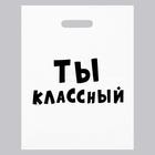 Пакет с приколами, полиэтиленовый с вырубной ручкой, «Ты классный» 31х40 см - фото 3091801