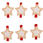 Прищепки декор "Праздничное печенье", набор 6 шт., МИКС - Фото 1