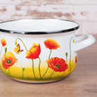 Кастрюля «Маки», 3 л, d=20 см, стеклянная крышка - Фото 4