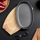 Сковорода чугунная «Овал» с держателем, 23,5×14 см, на деревянной подставке - Фото 2