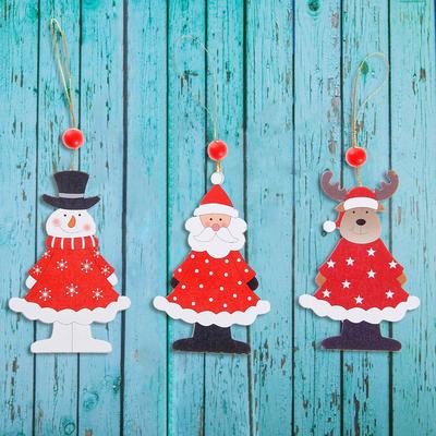 Елочная игрушка деревянная «Новогодние гости», односторонняя, МИКС