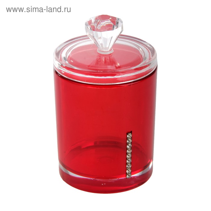 Банка для ватных палочек "Шик", красный - Фото 1