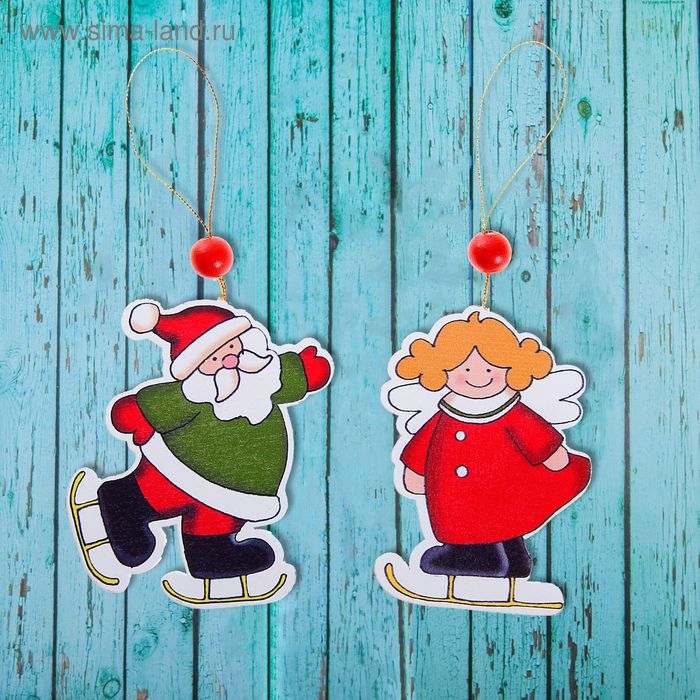 Подвеска новогодняя «На катке», золотая нить, МИКС - Фото 1