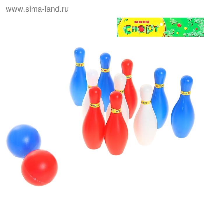 Набор игровой «Боулинг», в наборе: 10 кеглей (высота 10,5 см), 2 мяча - Фото 1