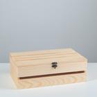 Ящик деревянный 30×20×10 см подарочный с реечной крышкой на петельках с замком - фото 3018030