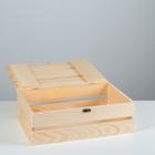 Ящик деревянный 30×20×10 см подарочный с реечной крышкой на петельках с замком - Фото 2