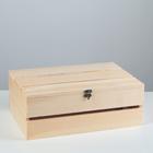 Ящик деревянный 35×23×13 см подарочный с реечной крышкой на петельках с замком - Фото 1