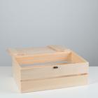 Ящик деревянный 35×23×13 см подарочный с реечной крышкой на петельках с замком - Фото 2