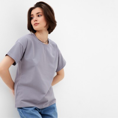 Футболка женская MINAKU: Basic line, серая, размер 50