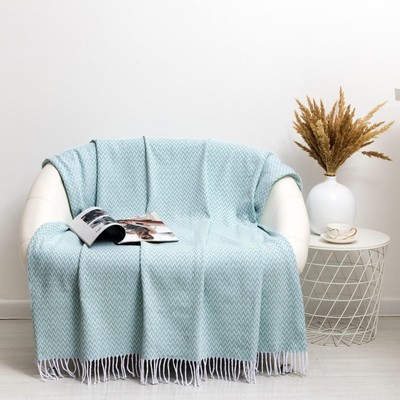 Плед с бахромой «Валенсия. Антонио» 140×200 см, мятный