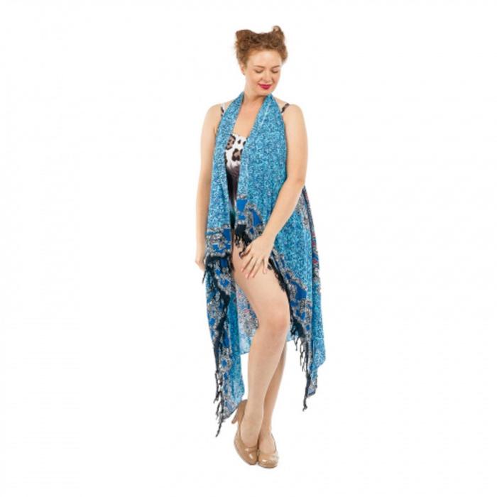Парео текстильное, цвет голубой, размер 170х115 см - Фото 1