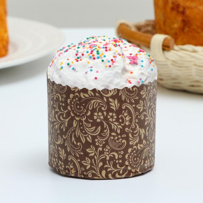 Форма для выпечки кулича бумажная Деко-про «Флора», 7×6 см, одноразовая, коричневая - Фото 1
