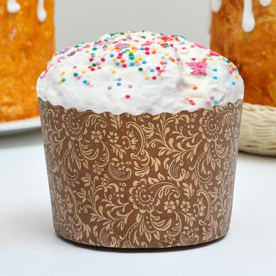 Форма для кулича бумажная Деко-про «Флора», 11×8.5 см, коричневая