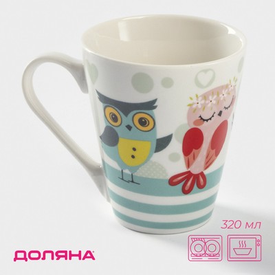 Кружка Доляна «Совушки», 320 мл, фарфор