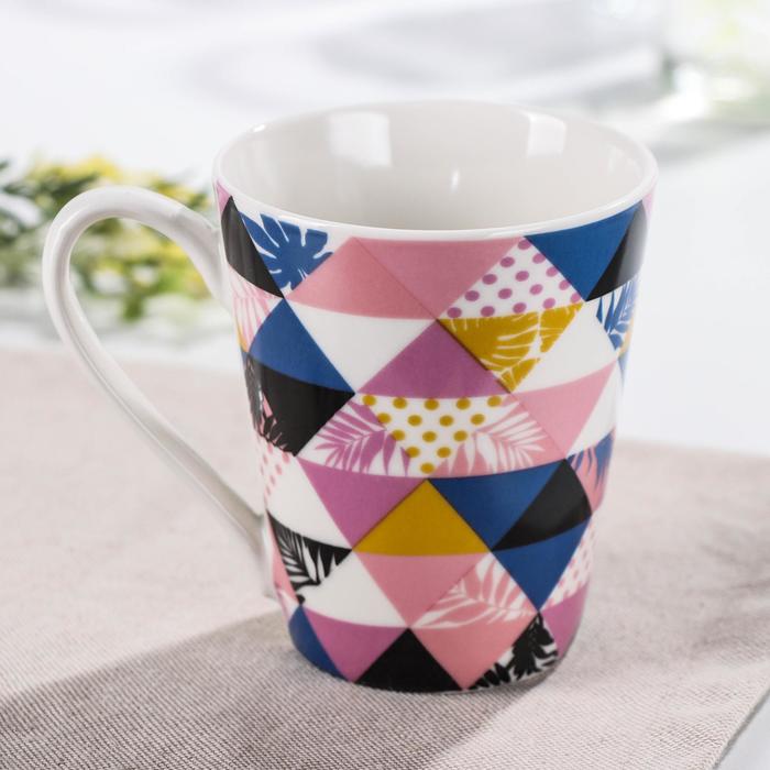 Кружка фарфоровая Доляна «Треугольники», 320 мл - Фото 1