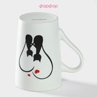 Кружка Доляна «Влюблённые коты», 380 мл, фарфор, белая - Фото 3