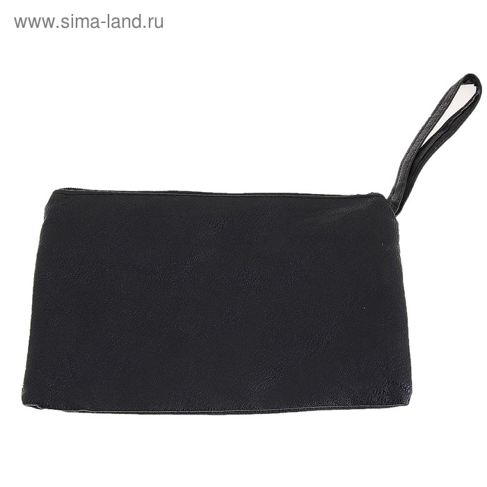 Косметичка простая "Алиса" наружный карман, с ручкой, черная - Фото 1