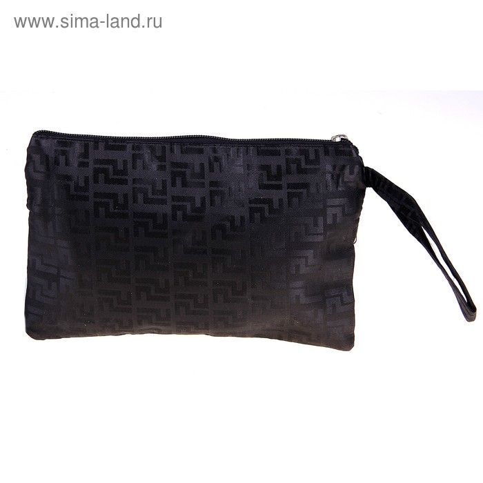 Косметичка простая "Орнамент" с ручкой, 2 отдела, черная - Фото 1