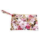 Косметичка простая "Цветение" наружный карман, с ручкой, коричневый фон - Фото 1