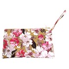 Косметичка простая "Цветение" наружный карман, с ручкой, коричневый фон - Фото 2