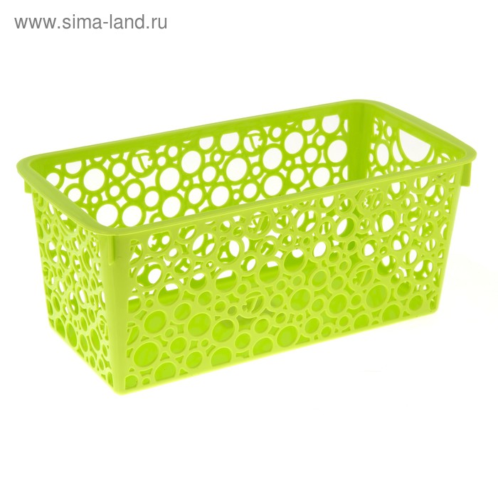 Корзинка пластиковая для хранения  «Круги», 30×14,5×12,5 см, цвет зелёный - Фото 1