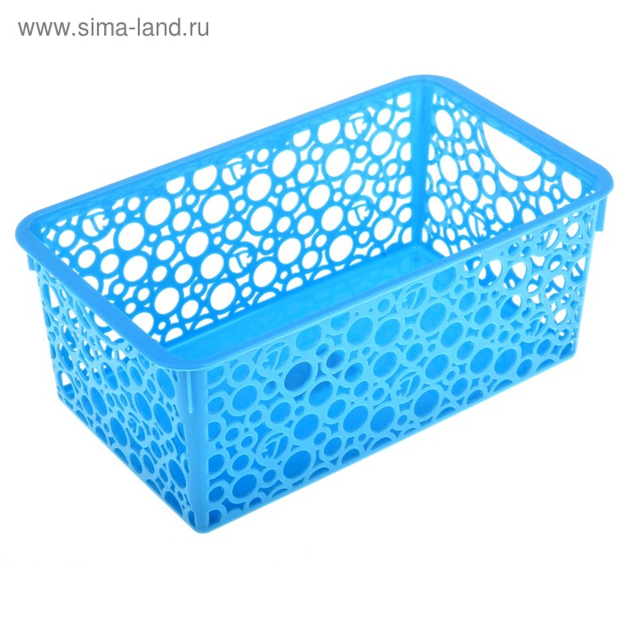 Корзинка пластиковая для хранения «Круги», 29×17,5×11,5 см, цвет синий - Фото 1
