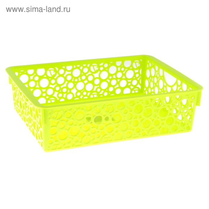 Корзинка пластиковая для хранения «Круги», 30×21,5×8,5 см, цвет зелёный - Фото 1