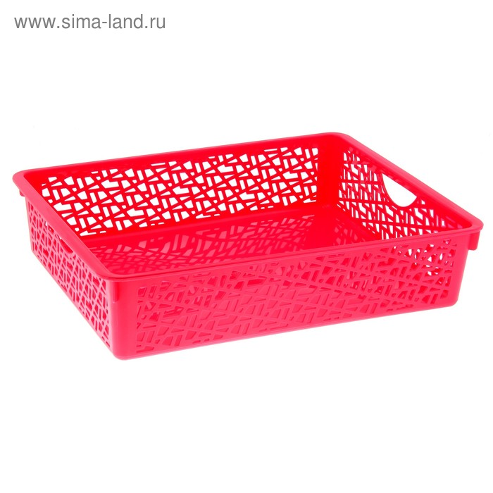 Корзинка пластиковая для хранения «Геометрия», 35×26×8 см, цвет розовый - Фото 1