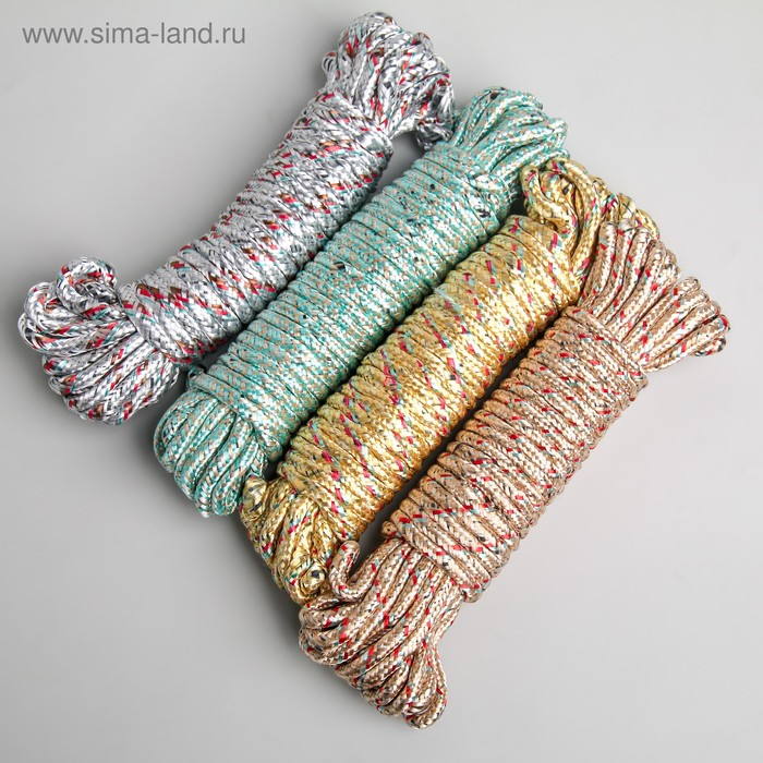 Верёвка бельевая Доляна, d=6 мм, длина 10 м, цвет МИКС - фото 1893563316