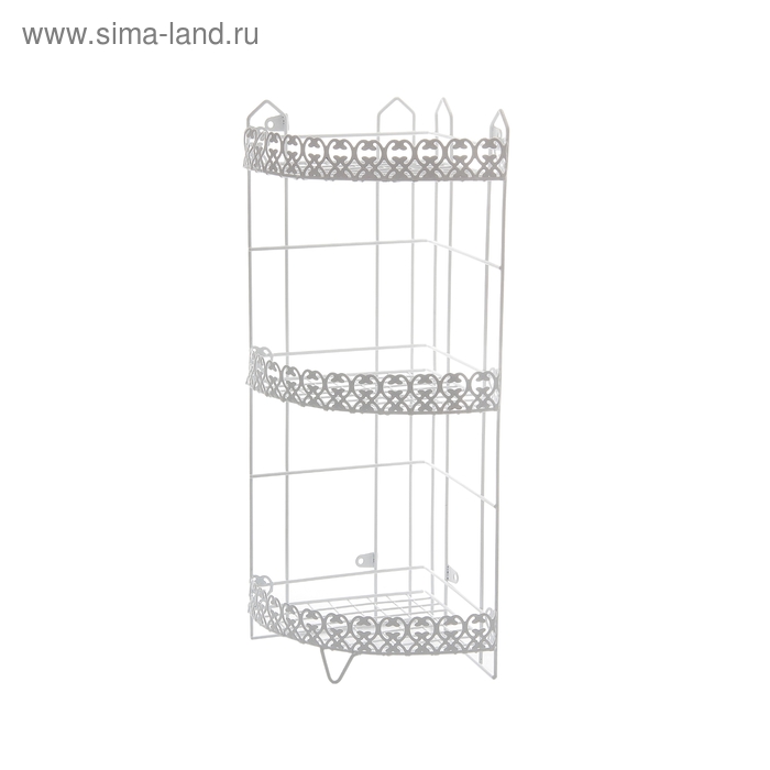 Полка угловая 3-х ярусная Доляна «Винтаж», 20×28×52, цвет белый - Фото 1