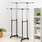 Вешалка - стойка напольная для одежды Доляна, телескопическая, 2 перекладины, 80(145) × 43×90(160) см - Фото 2