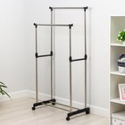 Вешалка - стойка напольная для одежды Доляна, телескопическая, 2 перекладины, подставка для обуви, 80×43×90(160) см - Фото 2