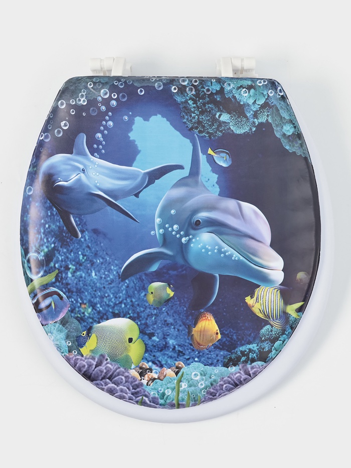 Сиденье для унитаза с крышкой Доляна «Морские жители», 40×37 см, мягкое - Фото 1