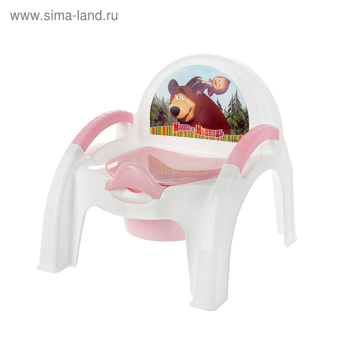 Горшок-стульчик «Маша и Медведь» с крышкой, цвет белый/розовый МИКС - Фото 1