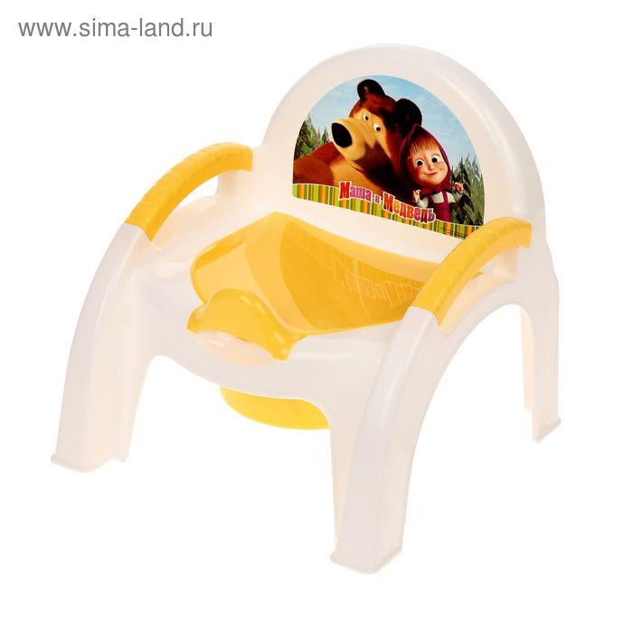 Горшок-стульчик «Маша и Медведь» с крышкой, цвет белый/жёлтый - Фото 1