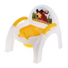Горшок-стульчик «Маша и Медведь» с крышкой, цвет белый/жёлтый - Фото 4