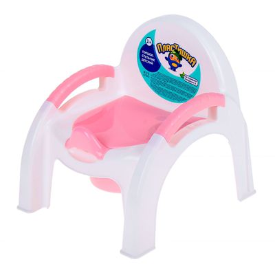 Горшок-стульчик с крышкой, цвет белый/розовый МИКС